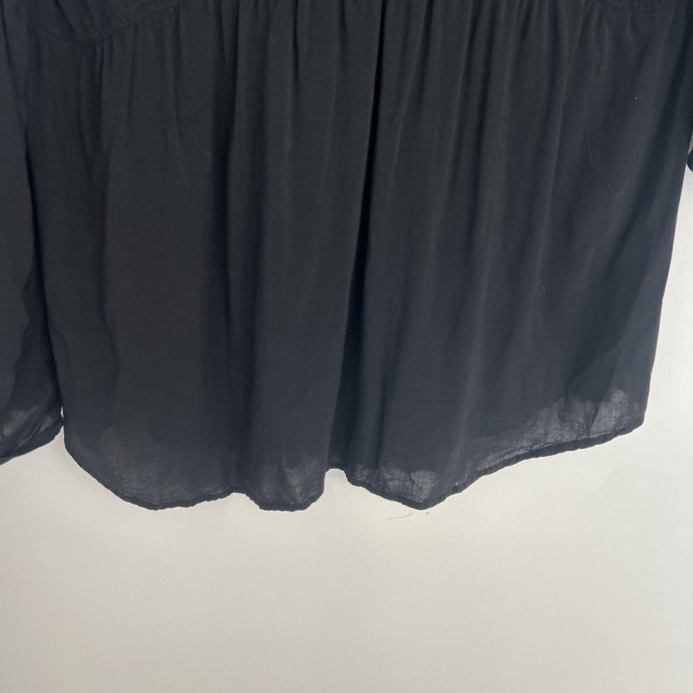 Spence Black Women's Medium Long Sleeve Button Down Lightweight Blouse - Picture 10 of 11